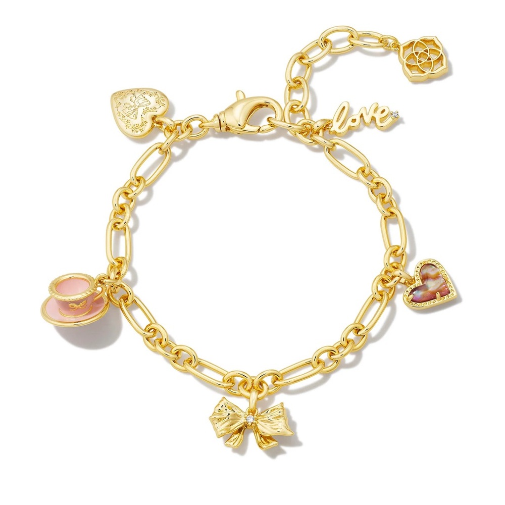 Kendra Scott x LoveShackFancy Gold Charm Bracelet in Pink Mix